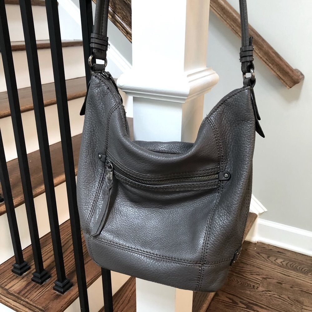 The Sak gray leather satchel hobo handbag purse